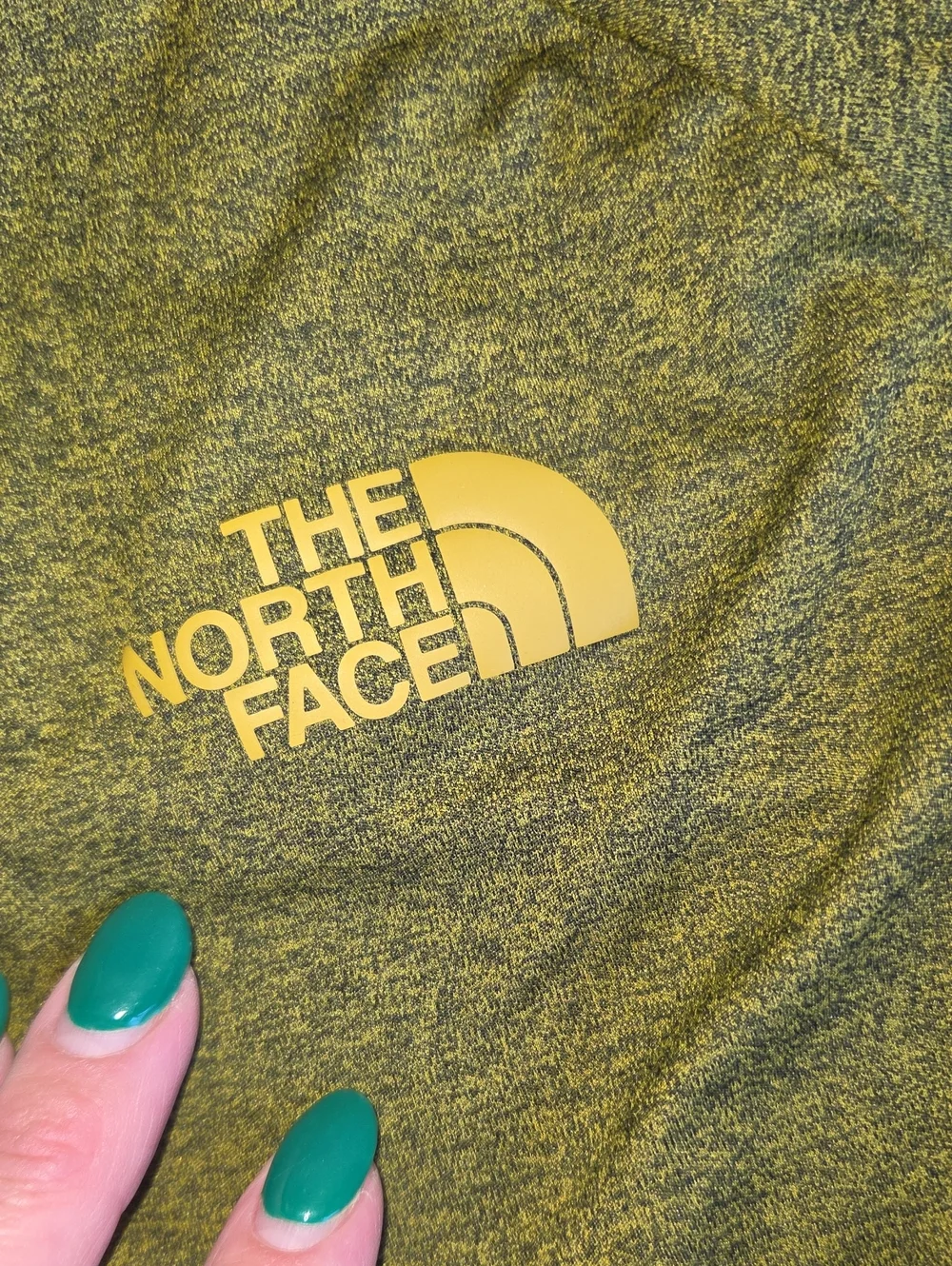 THE NORTH FACE Men's X-Large 1/4 Zip Green Logo Shirt Long Sleeved Mock Neck